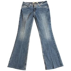 Express Jeans Women's 30x31 Blue Precision Fit Low Rise Bootcut Denim Distressed